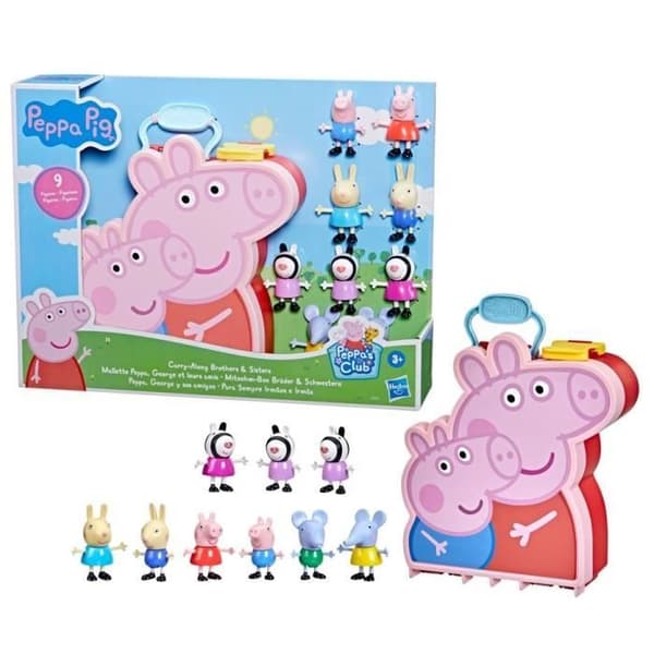 Figuriner - PEPPA PIG - Peppa's Adventures Peppa-fodral - 9 figurer med Zebrasystrarna