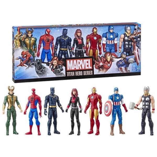 Maxi Avengers Pack 7 30 cm figurer, 5 tillbehör, Marvel Avengers Titan Hero Series