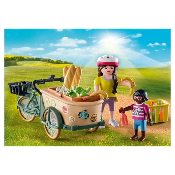 PLAYMOBIL - Cyklist med cykel och framvagn - Gård - Leksak för barn från 4 år och uppåt