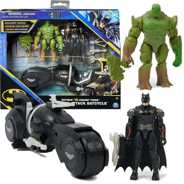 Batman vs Swamp Monster DC Swamp Sakset + motorcykel och tillbehör