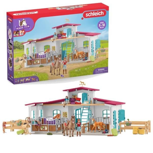 Lakeside Modular Equestrian Center for Horses, Figurset med 115 element, Schleich 42567 Horse Club