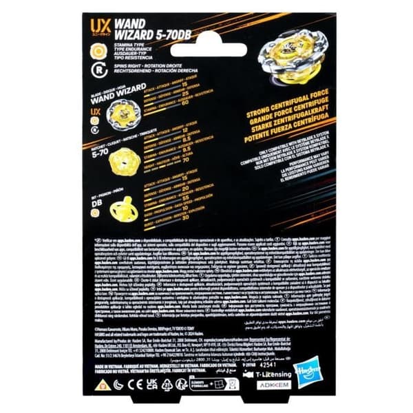 Beyblade X Startpaket Wand Wizard 5-70DB UX, uthållighetstopp och launcher, äkta Takara Tomy-topp, från 8 år.