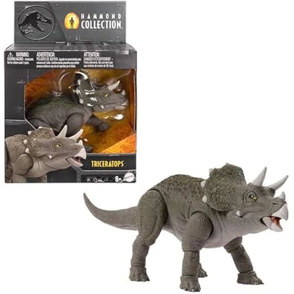 Rörlig figur - MATTEL - Triceratops - 14 artikulationspunkter - Realistiska detaljer - 17 cm