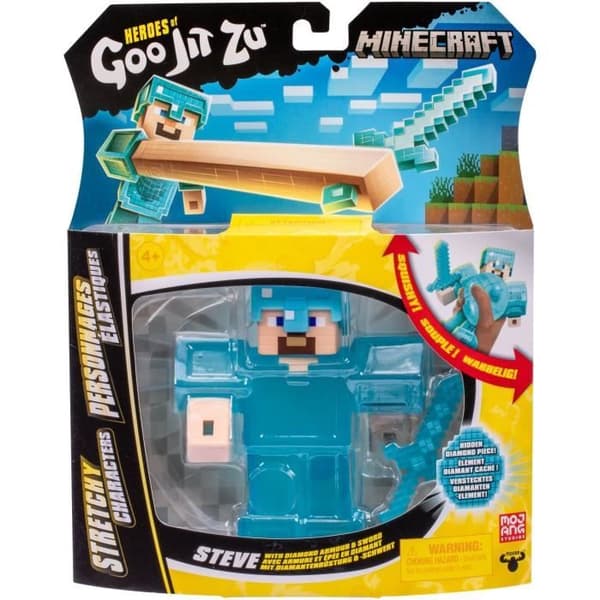 Utvidbar figur - GOO JIT ZU - Minecraft Steeve - 11 cm - Elastisk textur - Utvidbar 3x