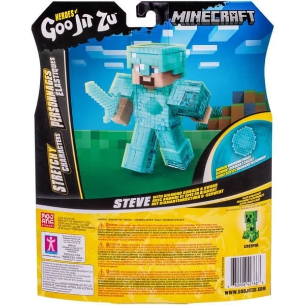 Utvidbar figur - GOO JIT ZU - Minecraft Steeve - 11 cm - Elastisk textur - Utvidbar 3x