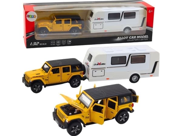 Sett med terrengbiler for campingvogner Metal Drive Lights Sounds Yellow 1:32 EDUKAMP