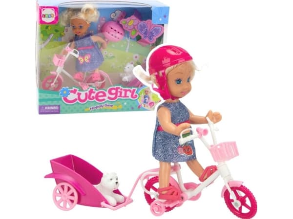 Minidocka Cykel Trailer Hjälm Vit Hund Set EDUKAMP