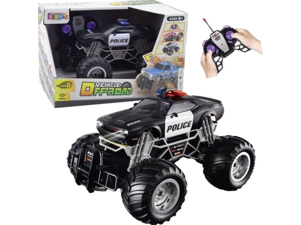 LeanToys RC Fjärrstyrd Polisbil 1:16 Ljus Rök