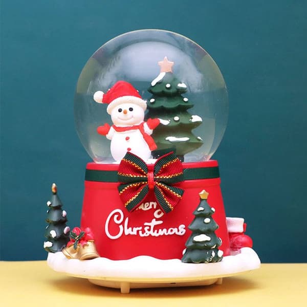 TD® Christmas Crystal Ball Musikdosa 14*17CM 360 graders rotation Automatisk snödrivning