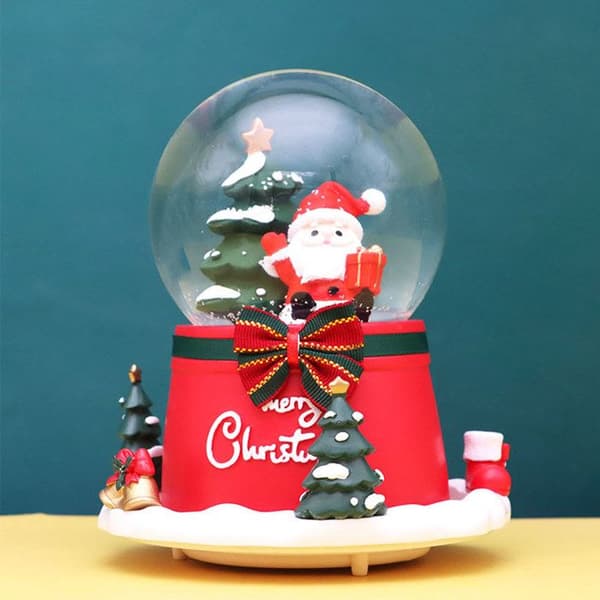 TD® Christmas Crystal Ball Musikdosa 14*17CM 360 graders rotation Automatisk snödrivning