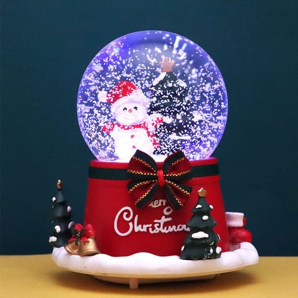 TD® Christmas Crystal Ball Musikdosa 14*17CM 360 graders rotation Automatisk snödrivning