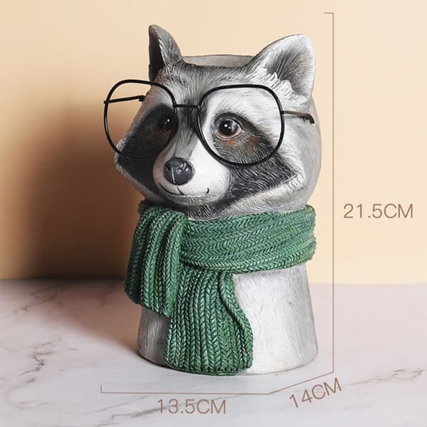 TD® Raccoon Flowerpot Ornament 13,5*14*21,5cm Kreativ form Suckulent blomkruka Djurhuvudplanterare
