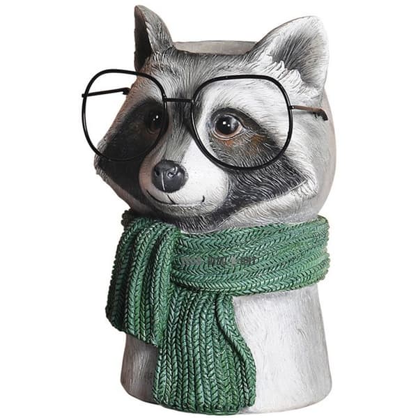 TD® Raccoon Flowerpot Ornament 13,5*14*21,5cm Kreativ form Suckulent blomkruka Djurhuvudplanterare