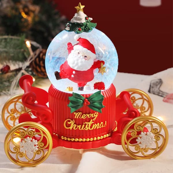 TD® jultomte prydnad 17*9*17,5 cm Automatisk snöflinga kristallkula musikdosa