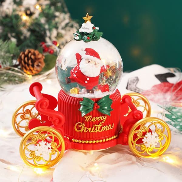 TD® jultomte prydnad 17*9*17,5 cm Automatisk snöflinga kristallkula musikdosa
