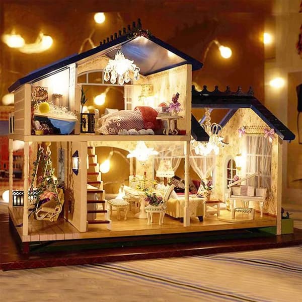 TD® Provence hus gör-det-själv stuga modell villa stort hus leksak modell smart barn flickor leksak present DIY