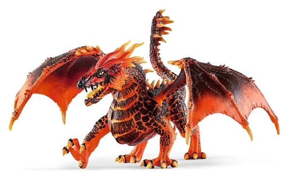 Lava drake, Schleich drake figur med rörliga delar, Röd drak leksak från ELDRADOR varelsekollektion för
