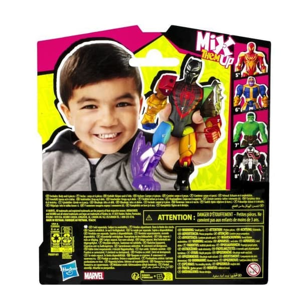 MixMashers Black Panther, figurin 12 cm som kan anpassas, mixas och kombineras med tillbehör, Marvel, från 4 år.