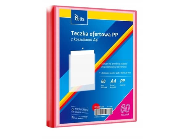 Presentationsmapp A4 PP + 60 fickor röd BT630-C60 tetis