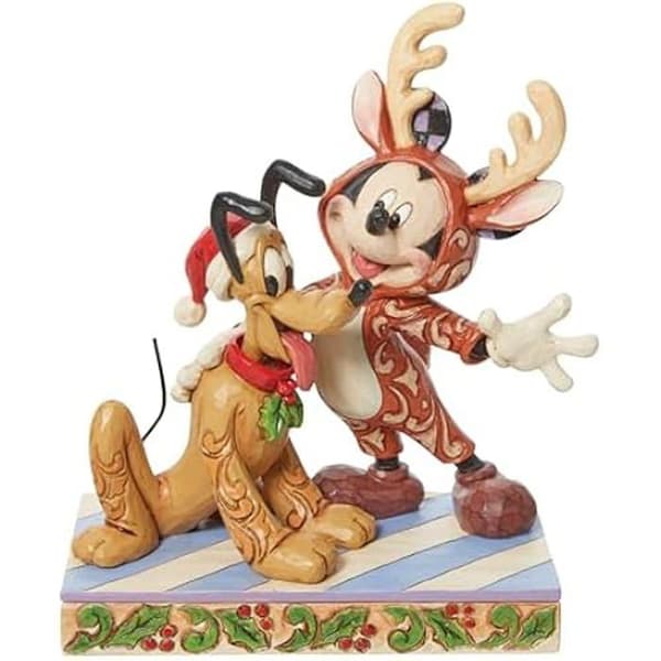 Figur - ENESCO - 6013059 - Mickey Ren med jultomte - 15,9 cm - Flerfärgad