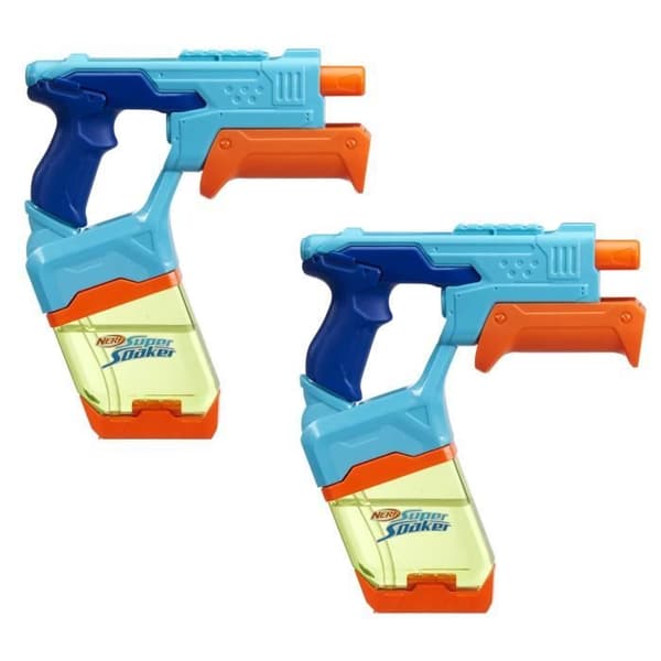 Nerf Dunk-Fill, Pack med 2 vattenpistoler, lättfyllbara reservuarer för snabb påfyllning, vattensleksaker, Super Soaker, från 6 år.