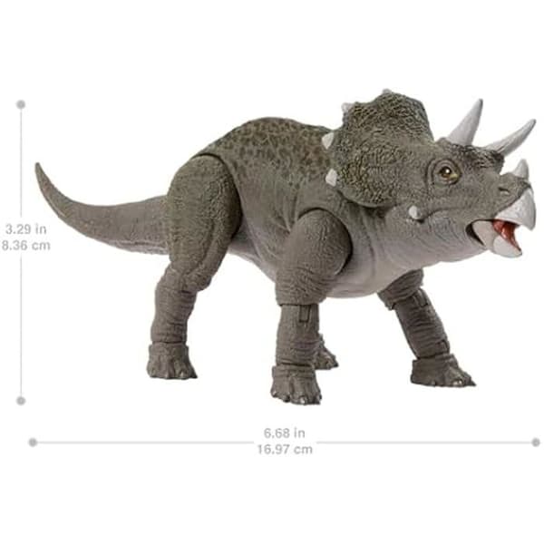 Rörlig figur - MATTEL - Triceratops - 14 artikulationspunkter - Realistiska detaljer - 17 cm