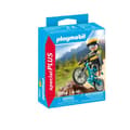 Miniatyrbild 1 av 4: Cyklist med mountainbike och trädstam