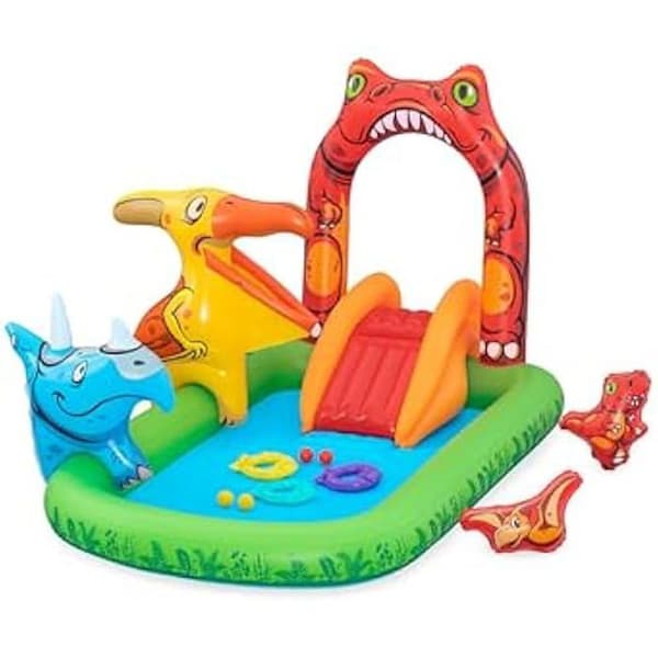 Lekplats - BESTWAY - Jurassic Splash™ - 241 x 140 x 137 cm - Dinosarier - Rutschkana med spray