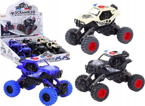 LeanToys Police Car Friction Drive 3-värinen maastoauto