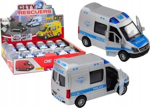 LeanToys 1:32 Polisbil Öppna dörrar Ljus Ljud Kör
