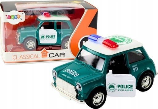 LeanToys Police Car Classic 1:38 Drive-lys høres grønt ut