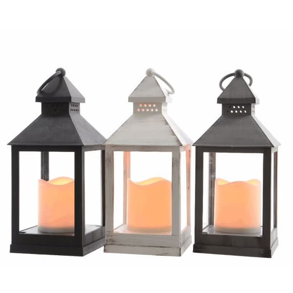 LANTERNA 11X11X22,5CM MED LED REALISTISK FLAMME-EFFEKT JUL