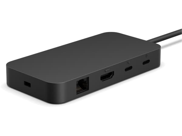 Microsoft Surface USB4 Dock, Koblet med ledninger (ikke trådløs), USB4, 100 W, 1000 Mbit/s, Sort, 60 Hz