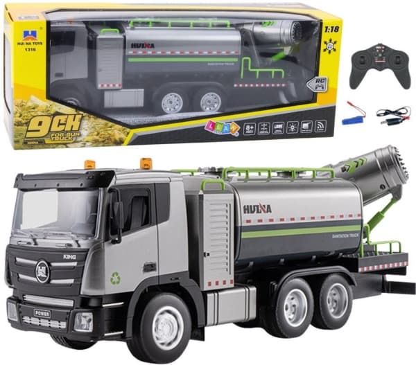 Fjernstyrt RC tankbil med vannsprøyte Huina 1:18