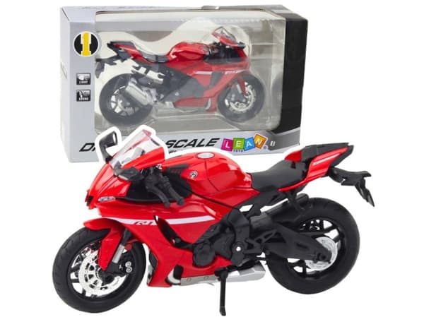Sportmotorcykel Metall Lampor Ljud Röd R1 1:12
