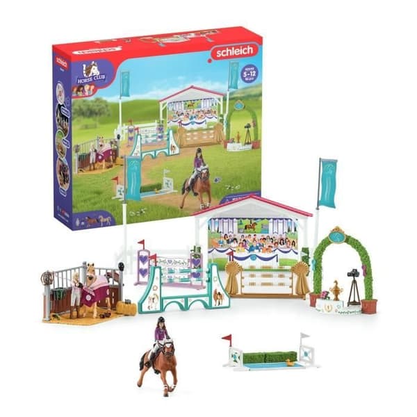 Ridturnering mellan vänner, schleich box set med 86 element ingår inklusive 1 schleich häst och 2 karaktärer, figurbox set