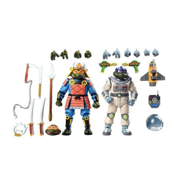 Figurine miniatyr - NECA - Ninja Sköldpaddor - Pack 2 figuriner - 18 cm - Inkluderade tillbehör