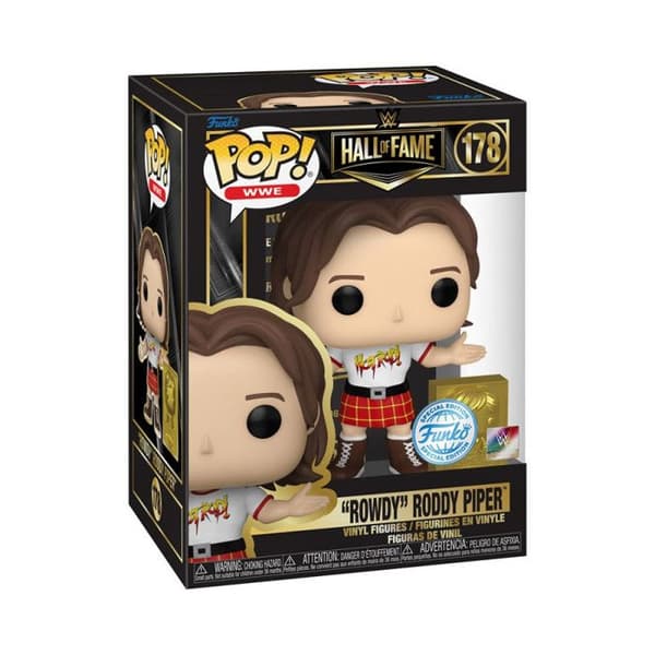 Figur föreställande Funko Pop och Buddy WWE Hall of Fame Rowdy Roddy Piper