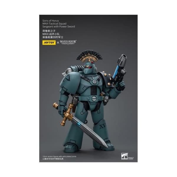 Joy Toy (CN) - Warhammer The Horus Heresy - Figurin 1/18 Sons of Horus MKVI Taktisk Squad Sergeant med Kraftsvärd 12 cm