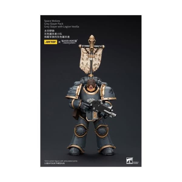 Joy Toy (CN) - Warhammer The Horus Heresy - Figur 1/18 Space Wolves Grey Slayer Pack Grey Slayer Med Legion Vexilla 12 cm