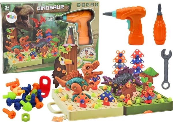 Puzzle Lean Toys 3D-byggpusselblock DIY Dinosaurie Demonteringsborr