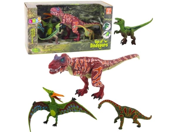 Set med figurer Dinosaurier Rörliga ben Snutar 4st LEAN Toys