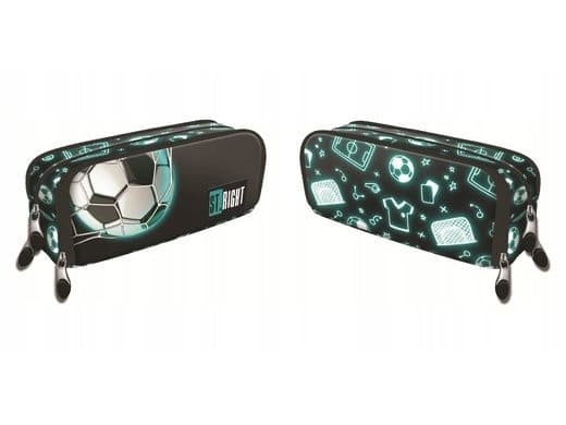 pencil case sachet 3 compartment neon football