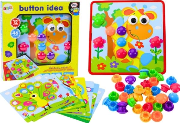 LeanToys Picture Puzzle Fargerike knapper for å fullføre 12 bilder