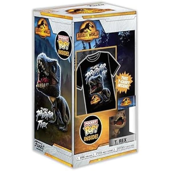 T-shirt med Figur - Funko - Arcadia - Trex - Jurassic World - Størrelse Large - Ideelt Gave
