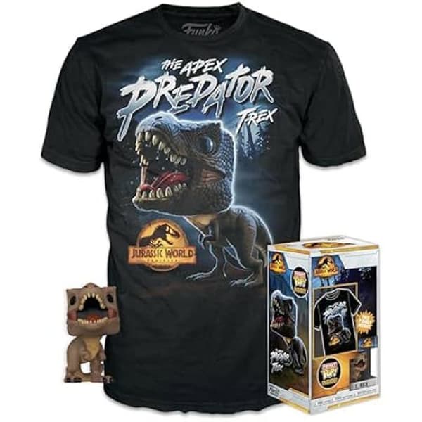 T-shirt med Figur - Funko - Arcadia - Trex - Jurassic World - Størrelse Large - Ideelt Gave