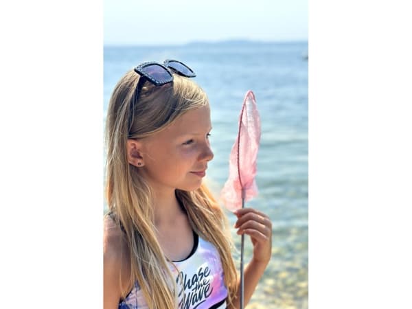 Teleskopiskt fisknät - ljusrosa