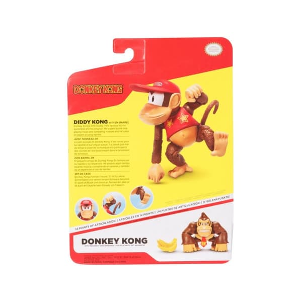JAKKS Pacific Donkey Kong 4 tommers figur Diddy Kong med DK Barrel