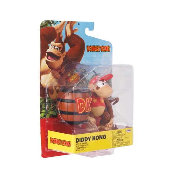 JAKKS Pacific Donkey Kong 4 tommers figur Diddy Kong med DK Barrel