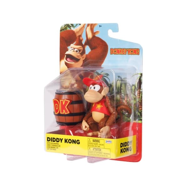 JAKKS Pacific Donkey Kong 4 tommers figur Diddy Kong med DK Barrel
